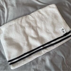 CB2 Neela organic cotton bath runner white with black trim